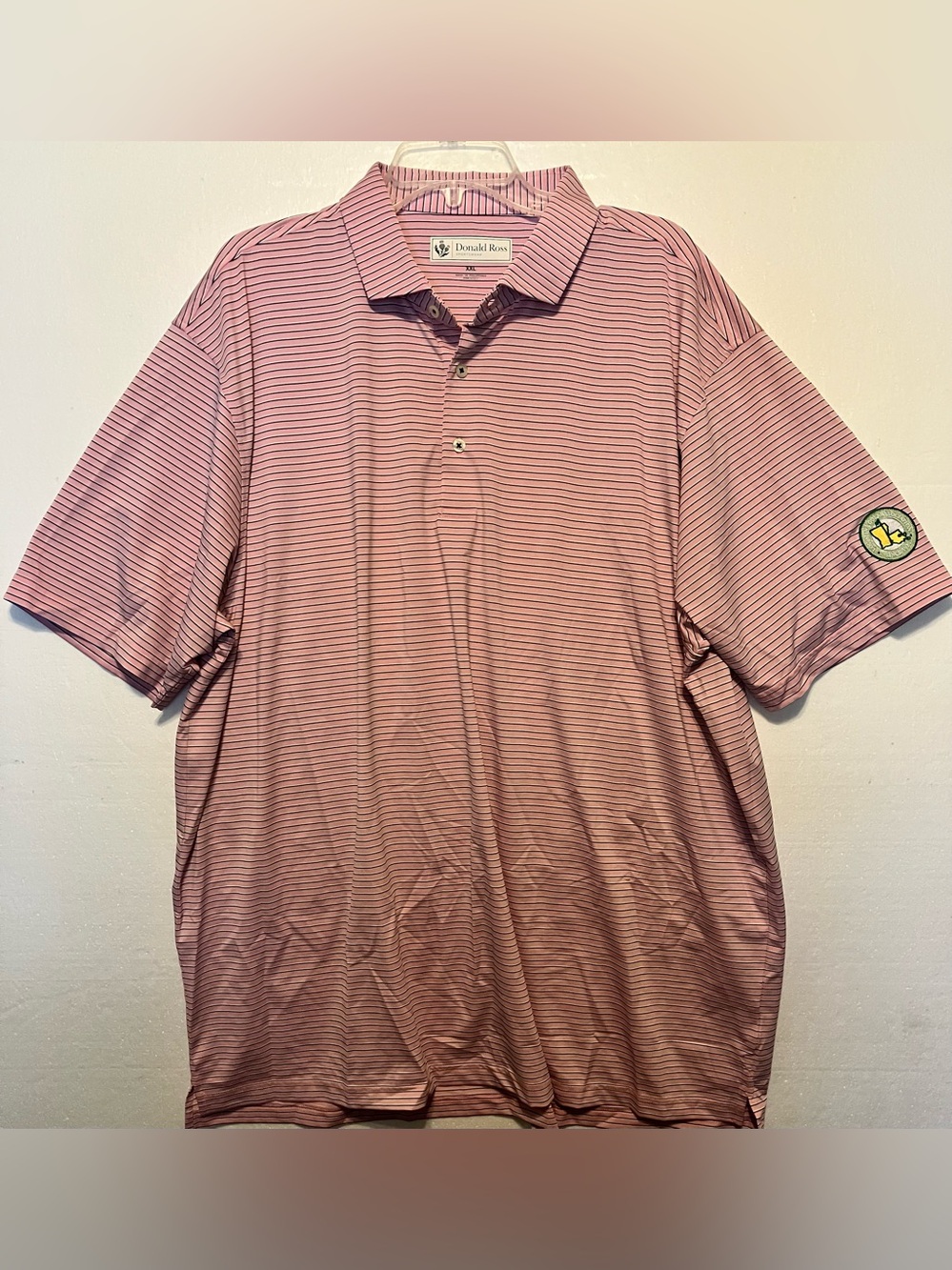 Donald Ross Men’s Pink Striped Performance Polo